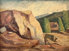 🔥 Fine Antique 1939 WPA California MINING Regionalist Landscape Oil Painting