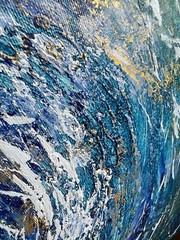 Original Blue Paintings On Canvas, Modern Ocean Oil Painting, Contemporary Art