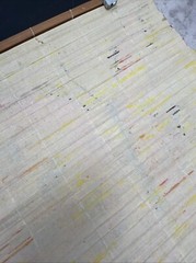 VTG Homemade Folk Window Shade Painting 44”x32” Butterfly Yellow, 1 Of A Kind
