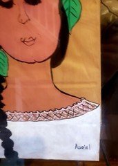 SAN ANTONIO TEXAS ARTIST ADRIEL SQUEAKY MCGILL 11″ X 18″ FIESTA LADY DAISIES