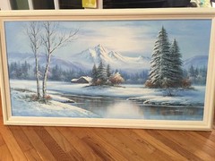 Winter Landscape,Beverly Jamison Carrick 1970s Original Oil Painting signed