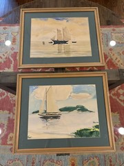 Original Watercolor set from a beach house in South Florida by Merle Kendy.