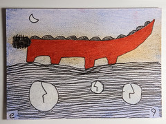 e9Art ACEO buried faces outsider art brut naive