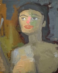Modern Portrait of a Woman OOAK Original Figure Oil Painting 10×8 Aldo Cherres