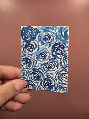 ACEO Original | Cute Blue Peonies Flower Art | Edition #2/4 | Nature Painting