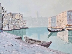 Original Vtg Mystery Artist Painting Of Venice Canal Scene Signed & Framed READ