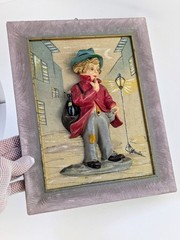 Mid Century Wall Hanging 3-D Chalk Art Picture Wall Decor