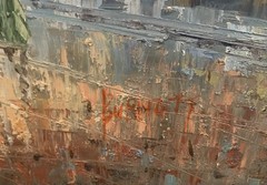 Original Signed Caroline Burnett Oil on Canvas Painting of a Paris Street 37×49