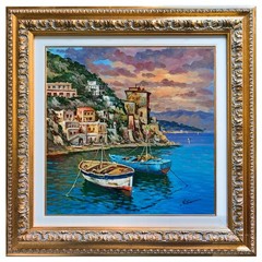 CETARA PAINTING ITALY AMALFI COAST CANVAS ORIGINAL by SOMMA ITALIAN WALL DECOR