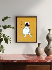 Original Minimalist Art 8×10 Pilgrim Rabbit Acrylic Painting Canvas Panel