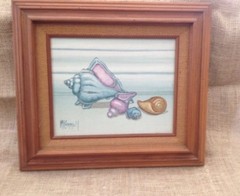 Oil on Canvas Painting McCarrol Sea Shells Wood Framed