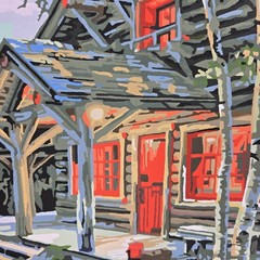 Forest Cabin Countryside Cottage Finished Acrylic Painting Paint By Number 20×16