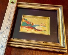 Vintage Miniature Painting Italy Hand Painted Gold Leaf 23k Two Paintings