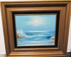 A.KIRKHAM ORIGINAL OIL ON CANVAS SEASCAPE BIRDS PAINTING