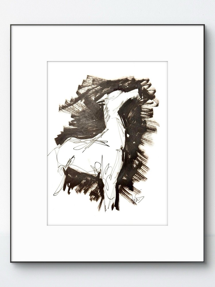 SAMATOWIC Original Abstract Dog 9×12 Paper Ink Sketch Signed Fine Art 28