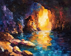 Leonid Afremov CANDLELIT CHASM Oil Painting 30″x24″ by Official Studio GICLEE
