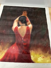 Hand-Painted Flamenco Dancer Oil Painting On Canvas Unframed Ref Dress Art