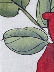 Vintage Asian Framed Painting Signed Pen Red & White Rose Flower Matte Gold 4291