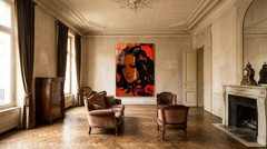 Motif Romy Schneider vintage orange exclusive XXL acrylic glass pictures 100×140 cm