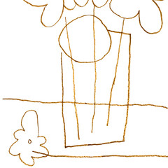 Original Spring Flowers Glass Vase 11×14 Pencil Paper Abstract Modern Cubism Art