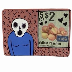 Original Mini Painting Skeleton California Peaches ACEO art Miniature Junk Mail