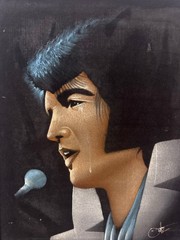 Vintage Elvis Presley Oil Painting on Canvas Signed Ortiz? Framed 20×24 Mexico