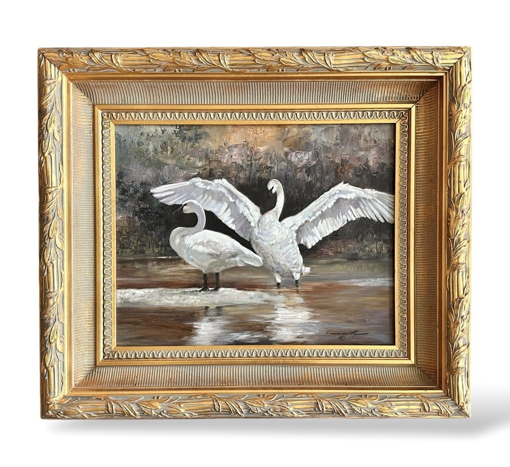 Dave Merrill oil painting Swans