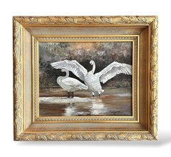 Dave Merrill oil painting Swans