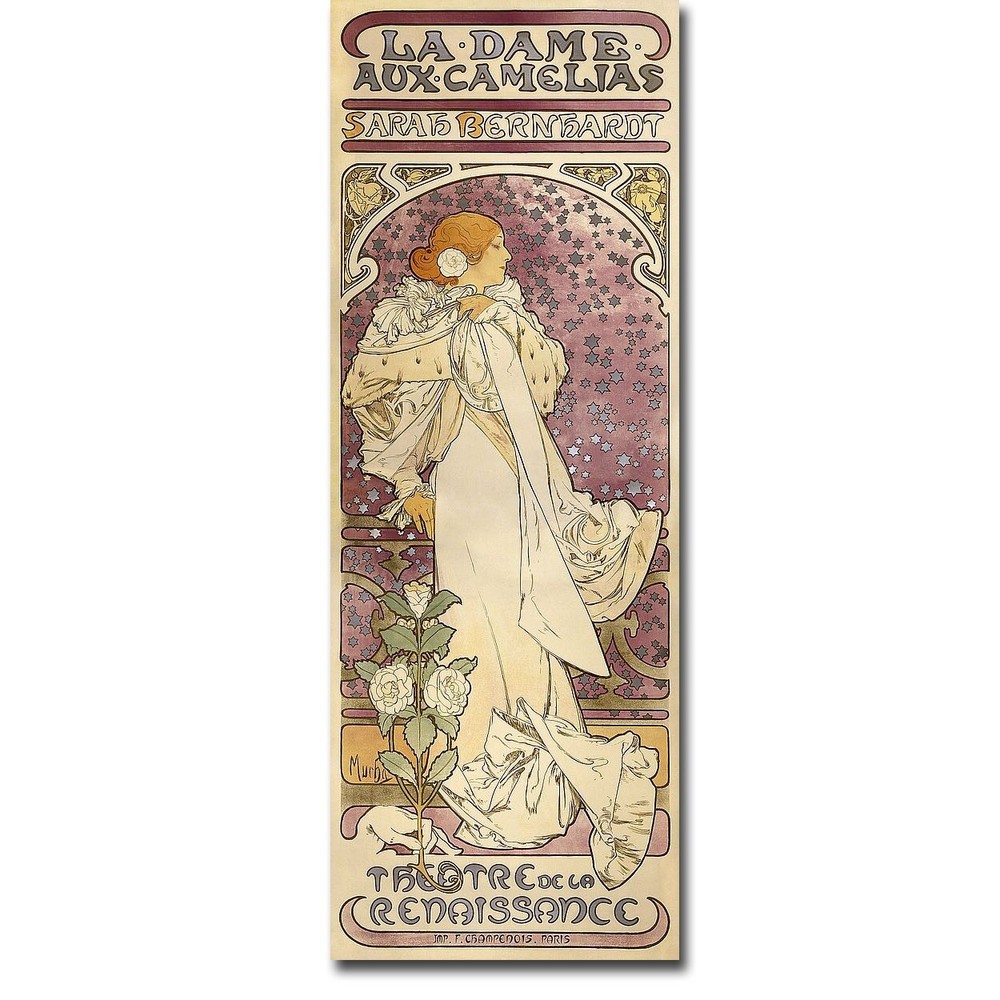 The Lady of the Camelias by Mucha Gallery-Wrap Canvas Giclee Art (44 in x 16 in)