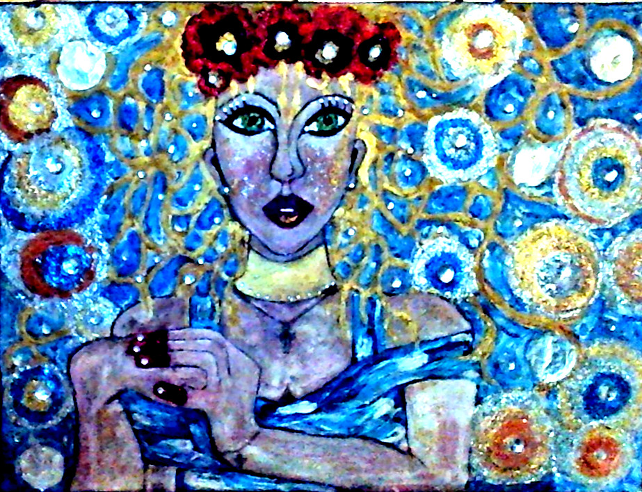 Original painting Golden Woman modern impressionist art 18x24x1 large by pb