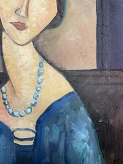 Amedeo Modigliani 1824-1920 Oil on Canva In The Style Of Painting Signed