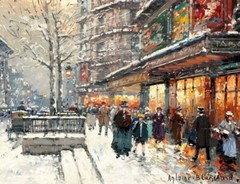 Lively Paris Street Oil painting Wall Decor Art Giclee Printed on canvas P631