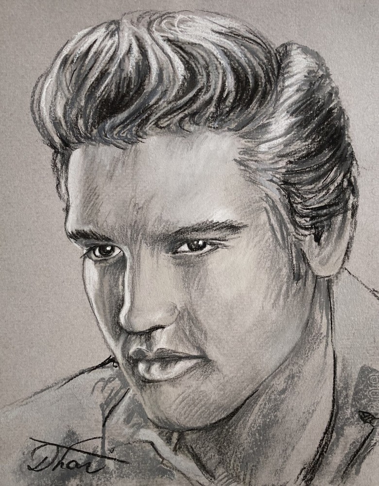 Pastel Painting Drawing Dorothy Laz Elvis Presley portrait