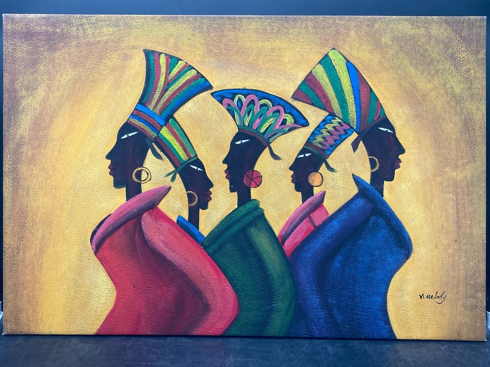 Original N. Melody Signed „Aristocrats“ Acrylic Painting