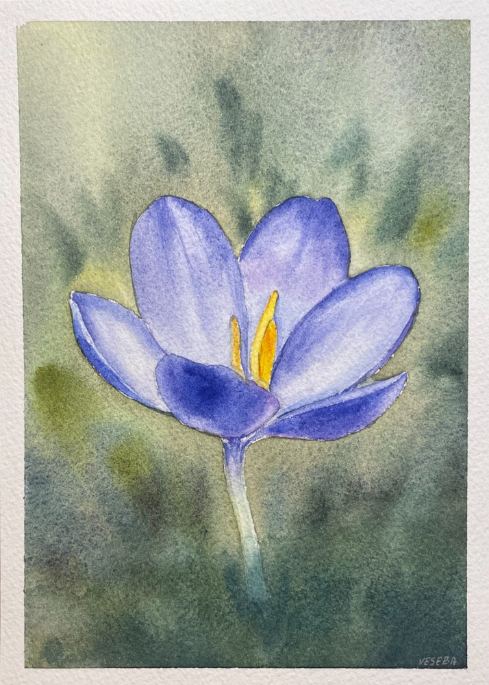 Original Watercolor Painting Nature Purple Flower – 5×7 inches – NEW