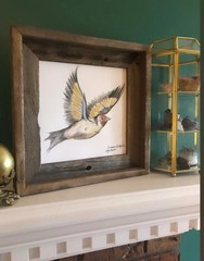 Original Watercolor Goldfinch Painting: Whimsical Bird Nature Art, 8×8 inches