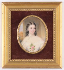 Friedrich Wailand (1821-1904) „Young lady in white“, high quality miniature