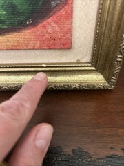 Set Of 2 Original Still Life Paintings Fruits Peppers Signed Brushed Gold Frames
