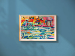 MULTI-COLOR Wall Art Print „Waterfront“ 11 X 14 UNFRAMED NEW Giclee – JH Brown