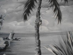 ***EMMANUEL DKUKU*** ORIGINAL NIGERIAN ISLAND MONOCHROMATIC PAINTING SBA