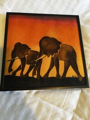 Set Of Two Original Safari Sunset African art, 8×8 Framed Paintings