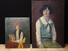 1930s Oil Painting On Board Portrait Gypsy Woman Musician * Kay Read Collection