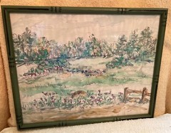 Vintage Framed Landscape Water Color Painting by S. Trainor 12 1/2 by 10 Inches