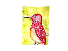 ACEO Original hummingbird pink ATC OOAK