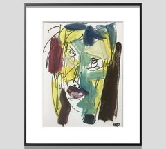 PDQ Artist Original Painting Cubism Person Face Abstract Acrylic 9×12 Paper Art