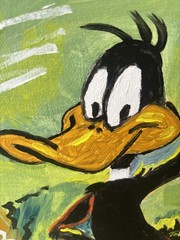 Cartoon Duck: Original Acrylic Painting, 11×14, Home Office Decor