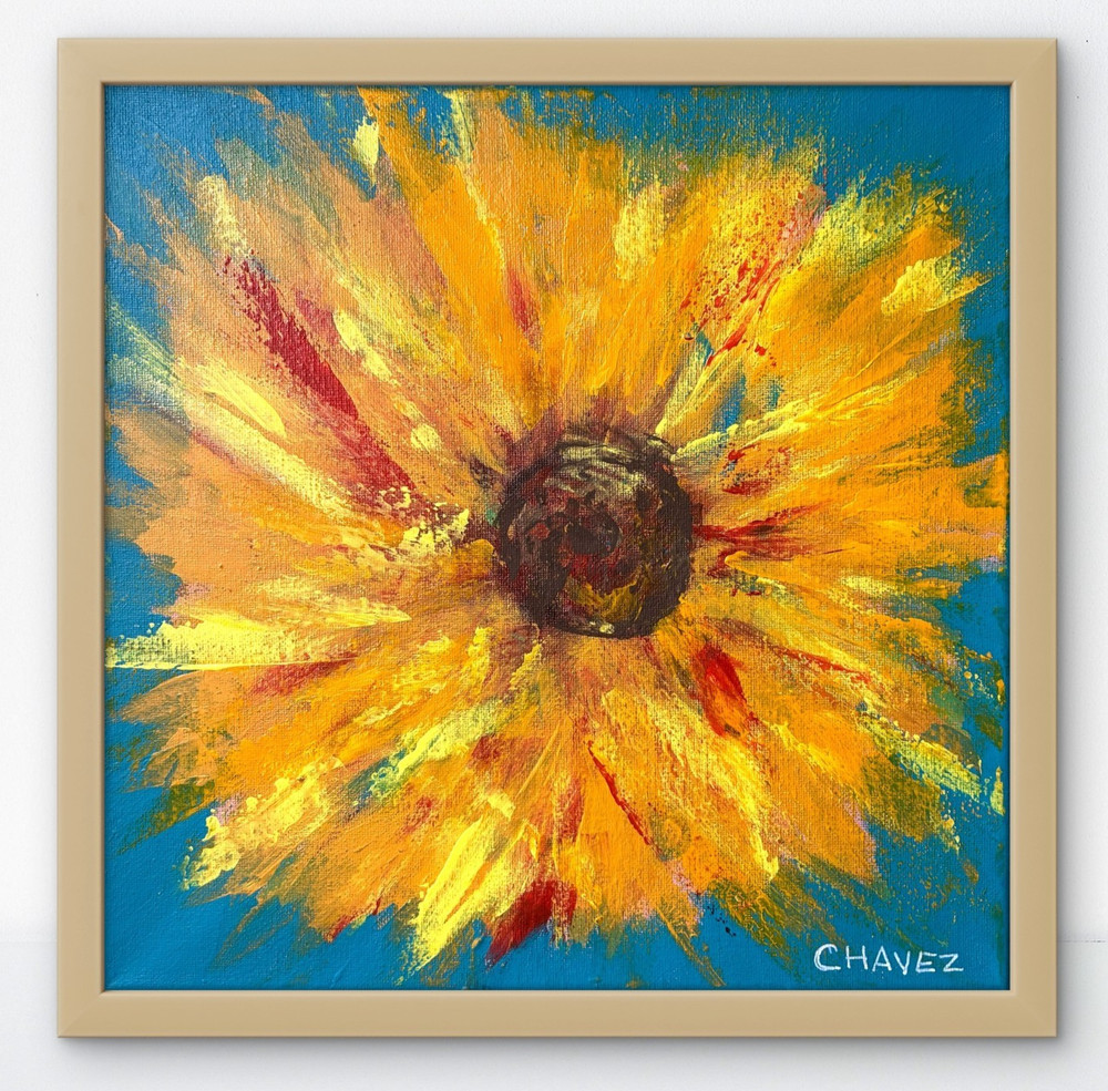 Sunflower Square – Expressionism Modern Art 12×12 Canvas