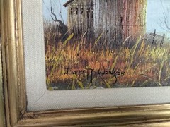 Everett Woodson- Vintage BARN & THREATENING SKY Framed Original On Canvas