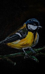 art 731 original acrylic painting canvas 8×12 in Tits Animalistic genre birds