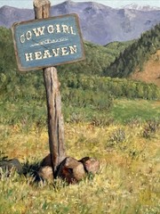 JANIS WILKEY PAINTING COWGIRL HEAVEN WOOD SIGN LANDSCAPE REGIONALISM AMERICAN